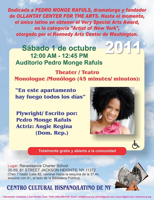 Promoción de Obra de teatro dedicada Pedro Monge R 600 WX 776 H